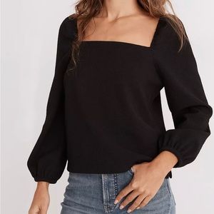Madewell Crepe Square-Neck Puff-Sleeve Top